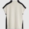 Cream Short Sleeve Colour Block High Neck Top