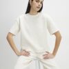 Cream Short Sleeve Jacquard Boxy T-shirt