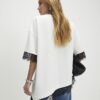 Cream Short Sleeve Lace Trim Asymmetric Top