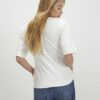 Cream Short Sleeve Tie Back Seamed Top