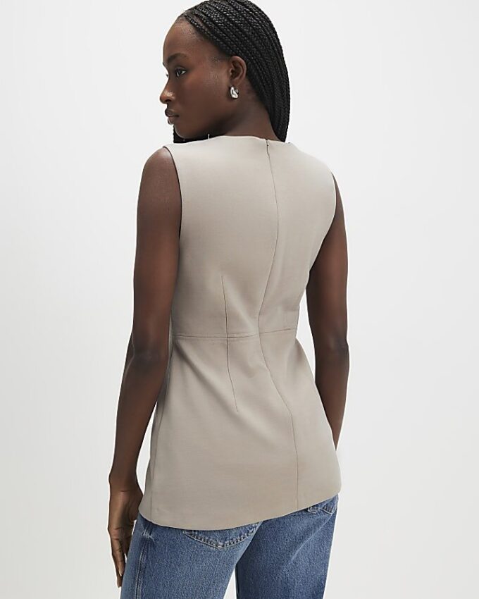 Cream Sleeveless Tunic Top