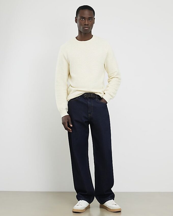 Cream Slim Fit Knit Jumper