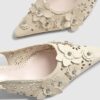 Cream Sling Back 3D Floral Court Heels