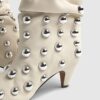 Cream Slouch Studded Ankle Boots