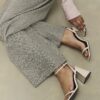 Cream Strappy Block Heel Sandals