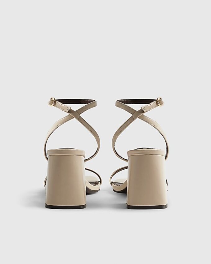 Cream Strappy Block Heel Sandals