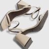 Cream Strappy Block Heel Sandals