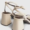 Cream Strappy Block Heel Sandals