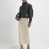 Cream Suede Seam Detail Maxi Skirt