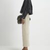 Cream Suede Seam Detail Maxi Skirt