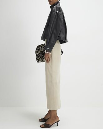 Cream Suede Seam Detail Maxi Skirt