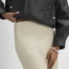 Cream Suede Seam Detail Maxi Skirt