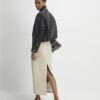 Cream Suede Seam Detail Maxi Skirt