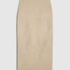 Cream Suede Seam Detail Maxi Skirt