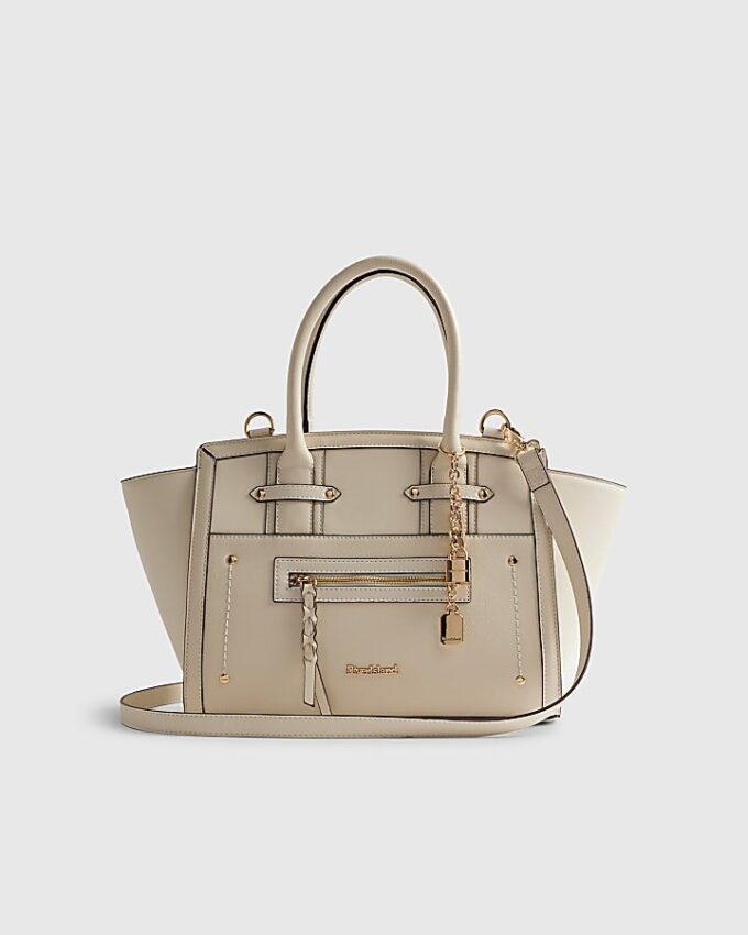 Cream Winged Panelled Tote Bag