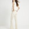 Cream Zip Front Relaxed Flared Jeans