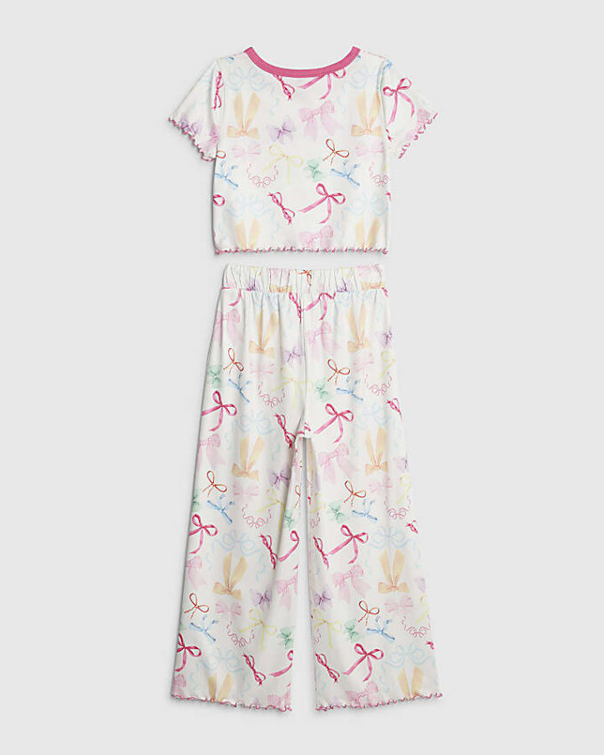 Girls Cream Bow Pyjamas Set