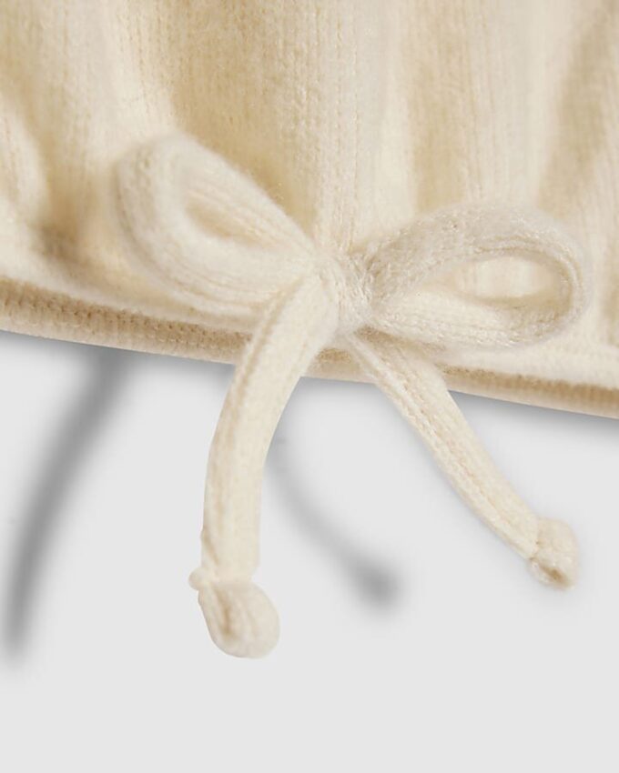 Girls Cream Cosy Bubble Hem Tie Sweatshirt