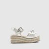 Girls Silver Metallic Bow Wedge Sandals