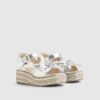 Girls Silver Metallic Bow Wedge Sandals