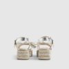 Girls Silver Metallic Bow Wedge Sandals