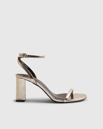 Gold Barely There Heeled Sandals