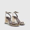 Gold Barely There Heeled Sandals