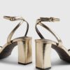 Gold Barely There Heeled Sandals