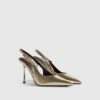 Gold Buckle Sling Back Court Heels