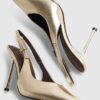 Gold Buckle Sling Back Court Heels