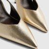 Gold Buckle Sling Back Court Heels