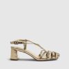 Gold Caged Block Heel Sandals