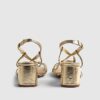 Gold Caged Block Heel Sandals