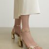 Gold Caged Heeled Sandals