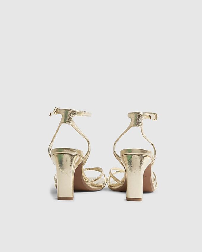 Gold Caged Heeled Sandals