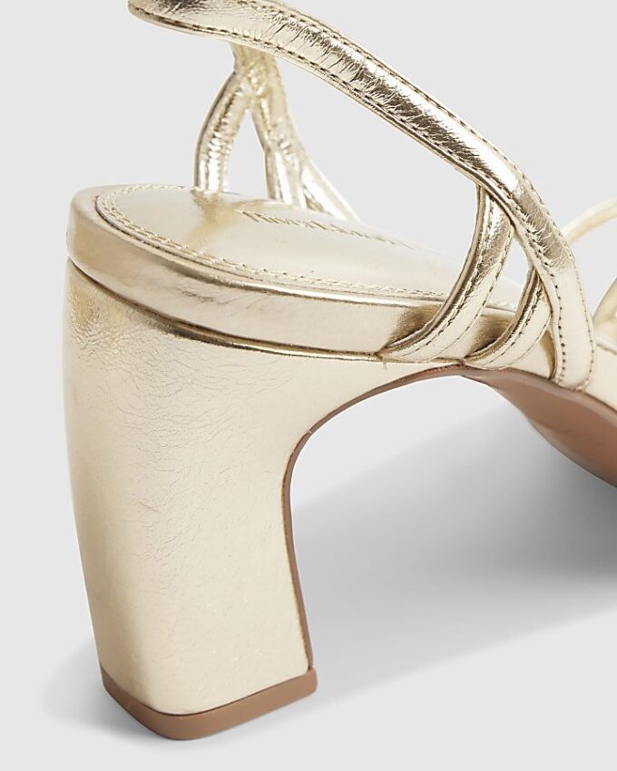 Gold Caged Heeled Sandals