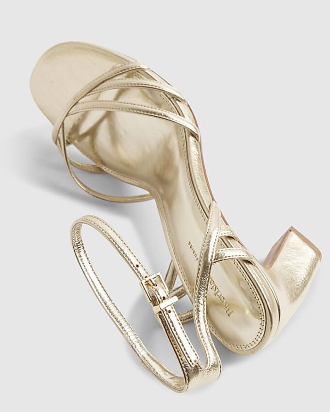 Gold Caged Heeled Sandals