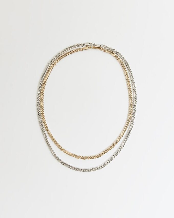 Gold colour chain necklace multipack