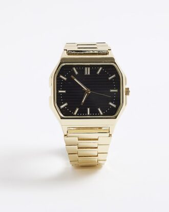 Gold Metal Hexagon Face Watch
