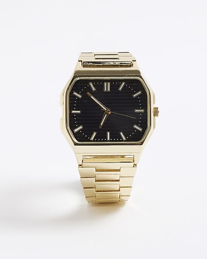 Gold Metal Hexagon Face Watch