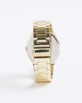 Gold Metal Hexagon Face Watch