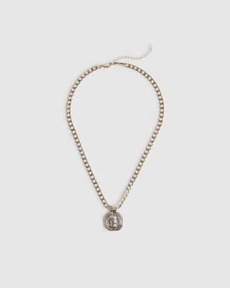 Gold Mixed Metal Coin Necklace