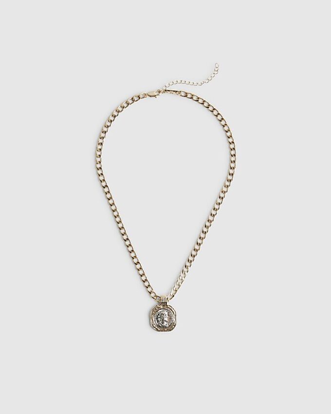 Gold Mixed Metal Coin Necklace