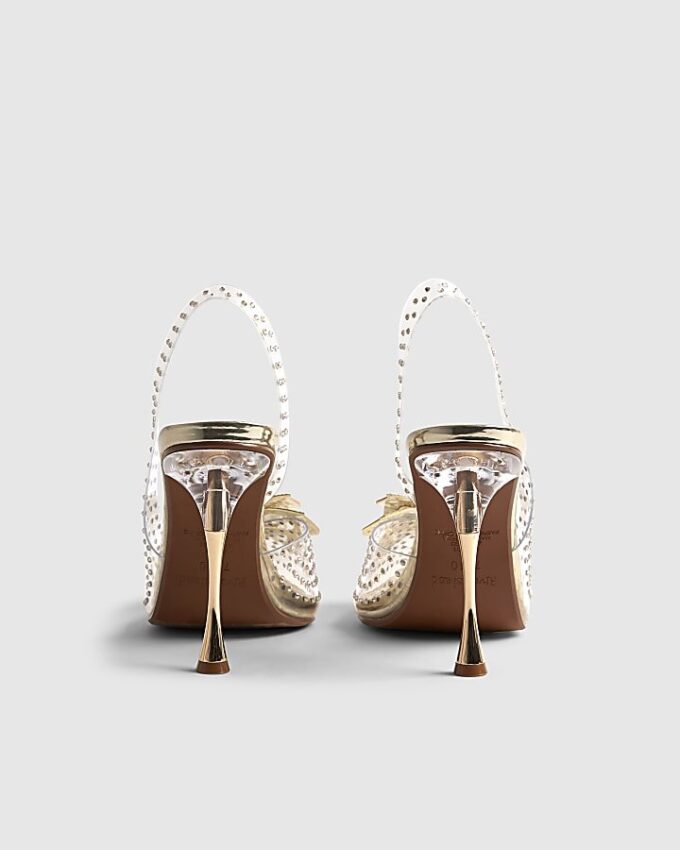Gold Perspex Butterfly Court Heels