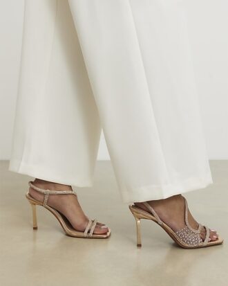 Gold Perspex Diamante Heeled Sandals