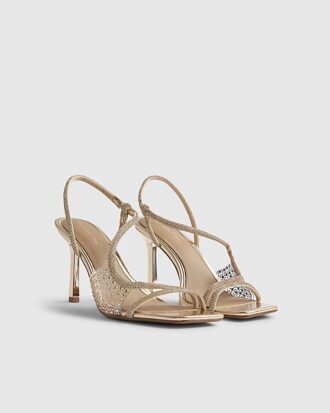 Gold Perspex Diamante Heeled Sandals