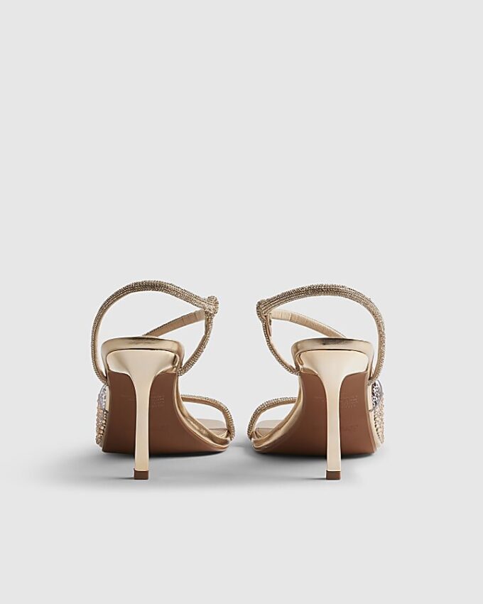 Gold Perspex Diamante Heeled Sandals