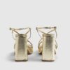 Gold Triple Strap Platform Heeled Sandals