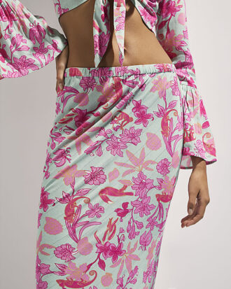 Green Floral Maxi Beach Skirt