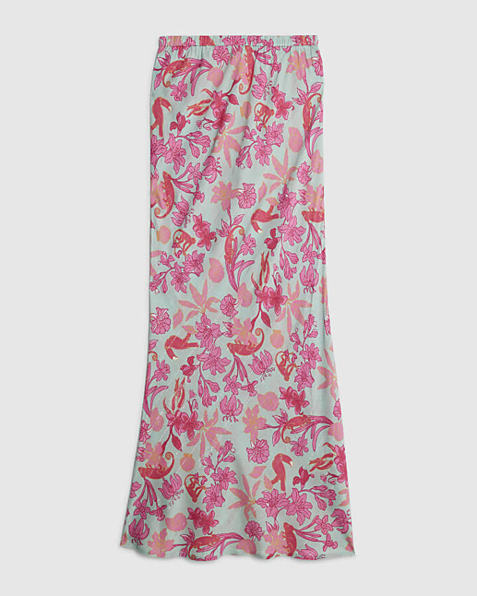 Green Floral Maxi Beach Skirt